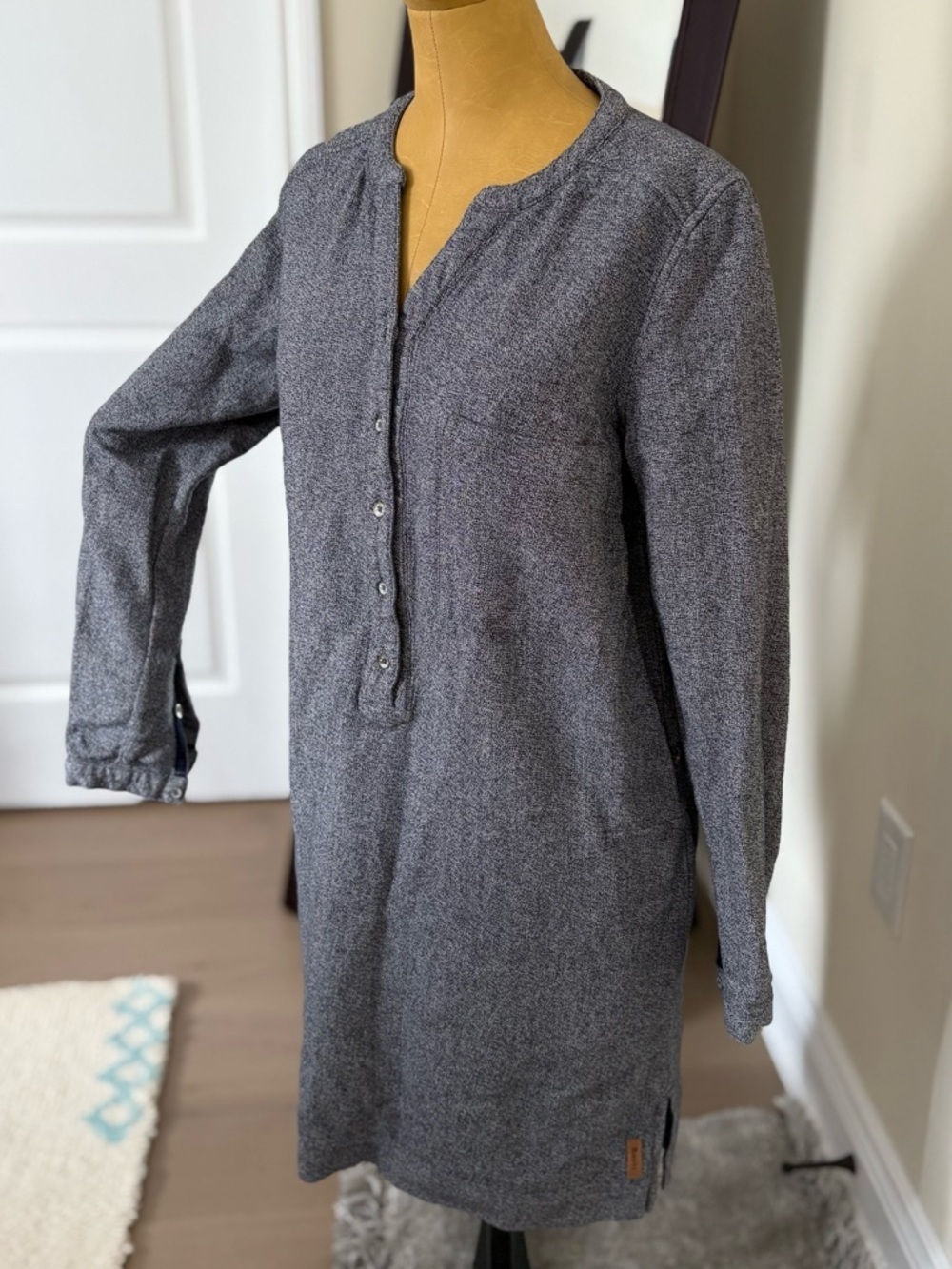ROOTS Salt and Pepper 100% Cotton Midi Dress (M)